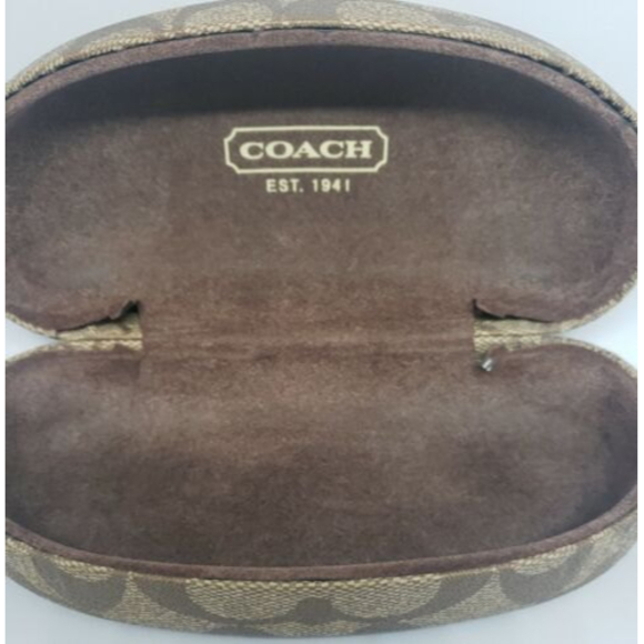 Coach Signature Monogram Brown Hard Clamshell Sunglasses Eyeglasses Case - Picture 7 of 8